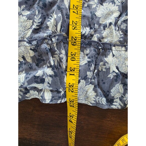 NWT Wallflower Junior's XL Mini Dress Fit & Flare Gray Blue Floral Ruffle Boho - Picture 3 of 8